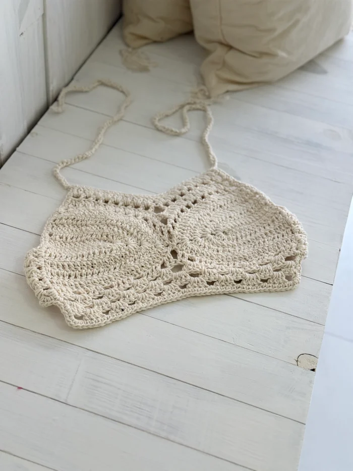 cropped croche borboleta