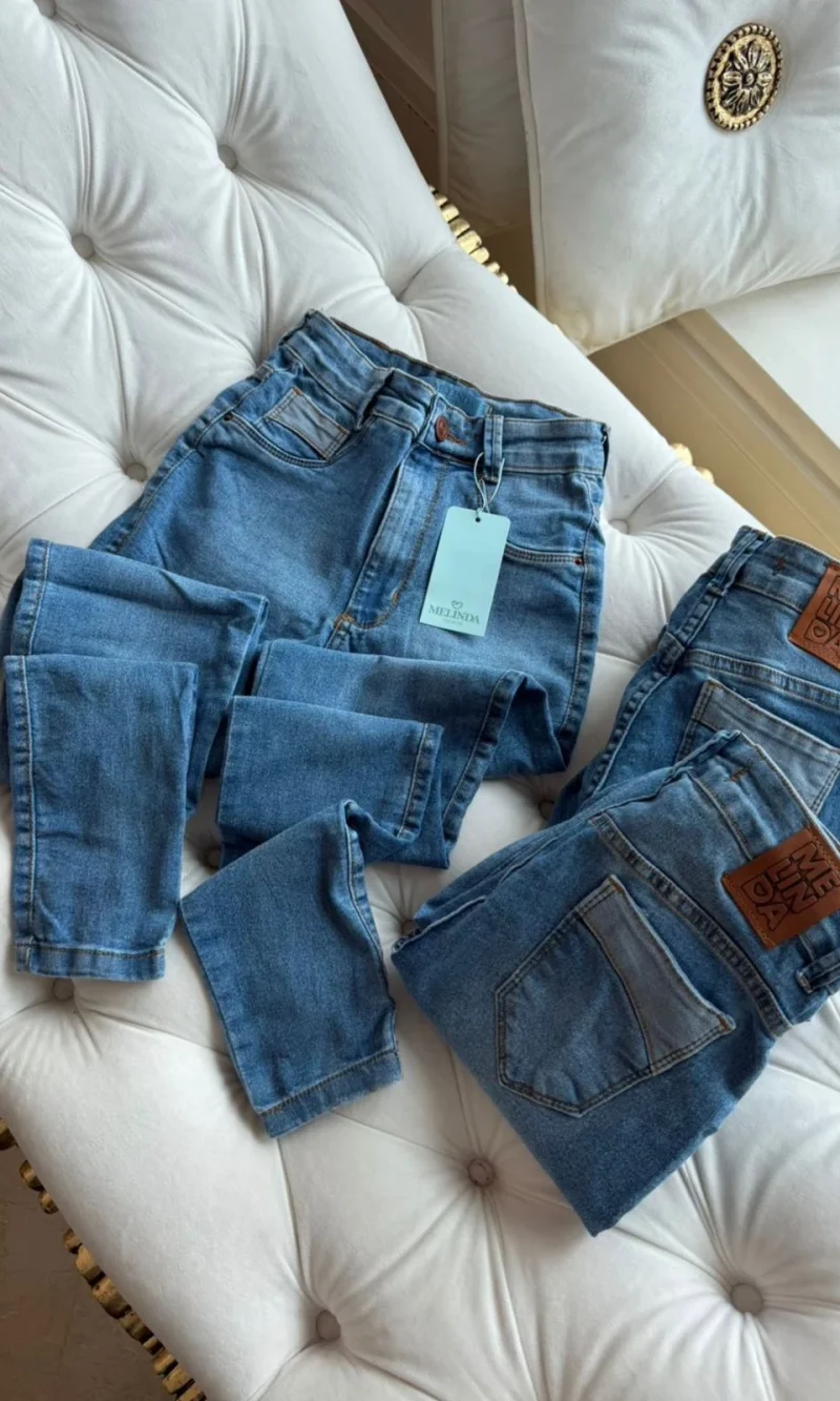 calÇa jeans skinny bolso bicolor