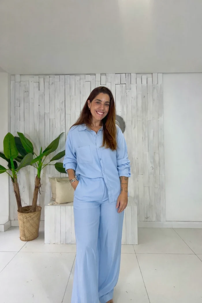 conjunto monique chemise e pantalona