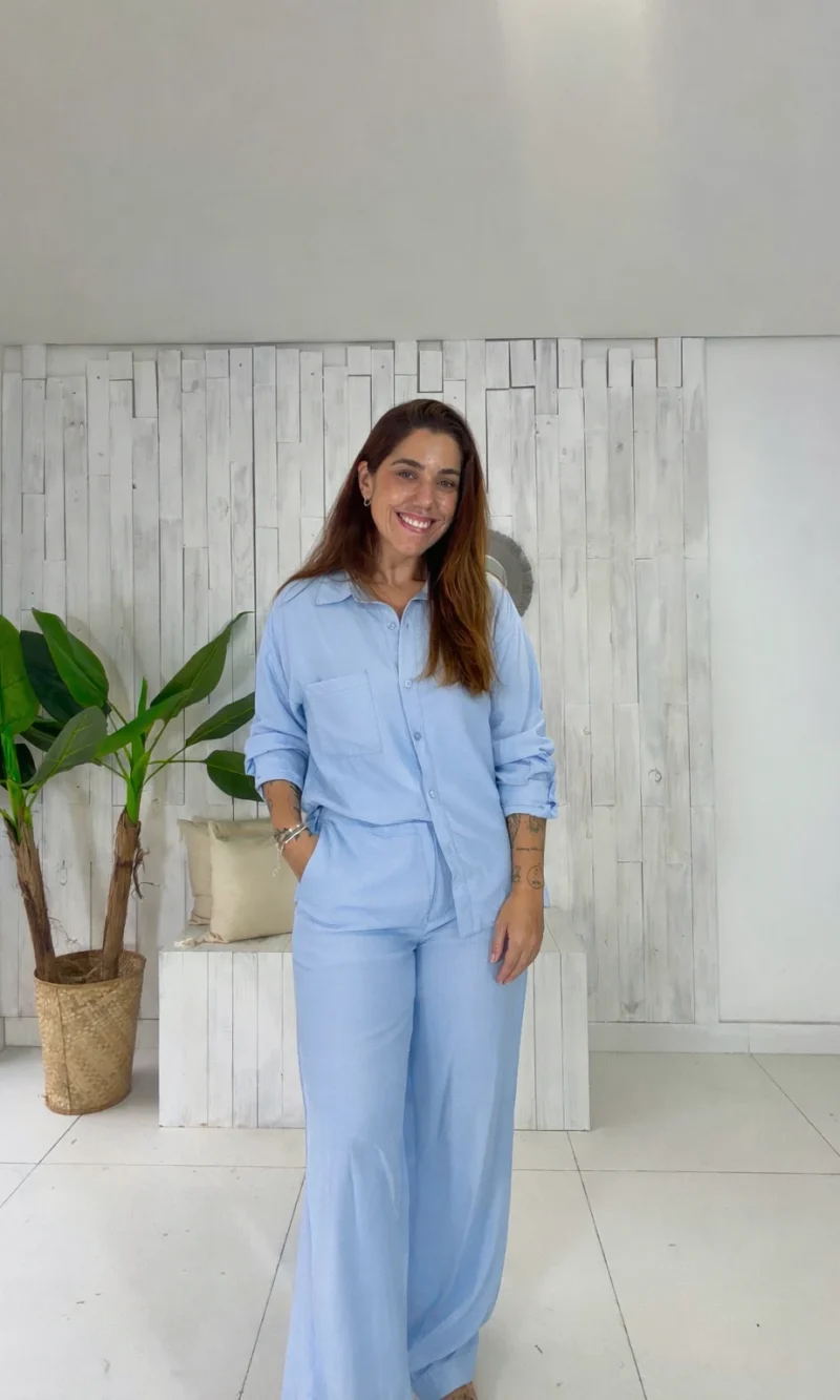 conjunto monique chemise e pantalona