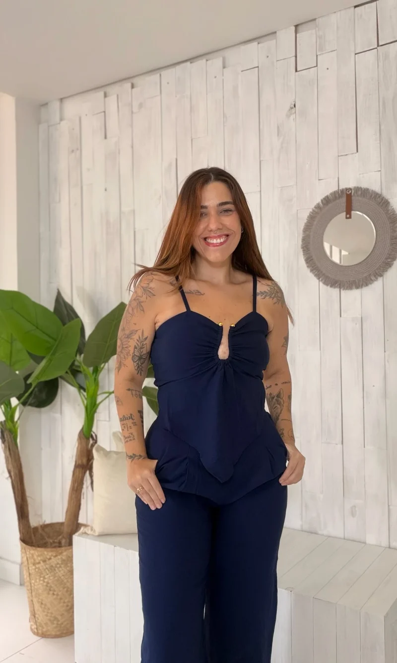 conjunto annie bata e pantalona