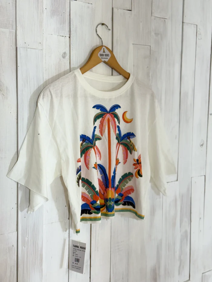 cropped oversized tropical color