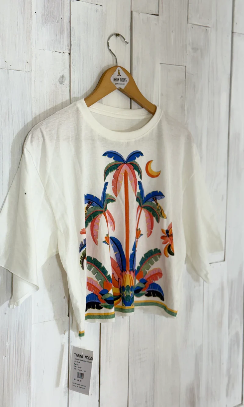 cropped oversized tropical color