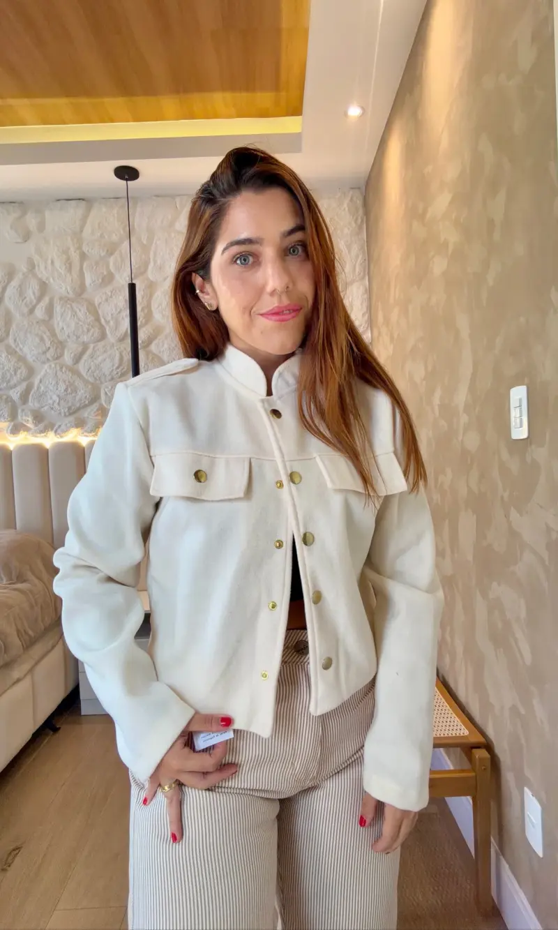 casaco lÃ batida com ombreira