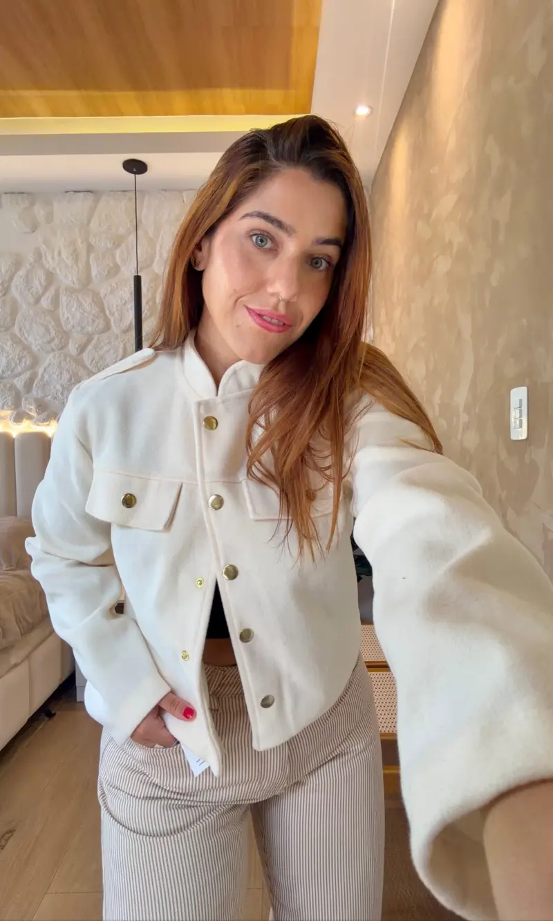 casaco lÃ batida com ombreira