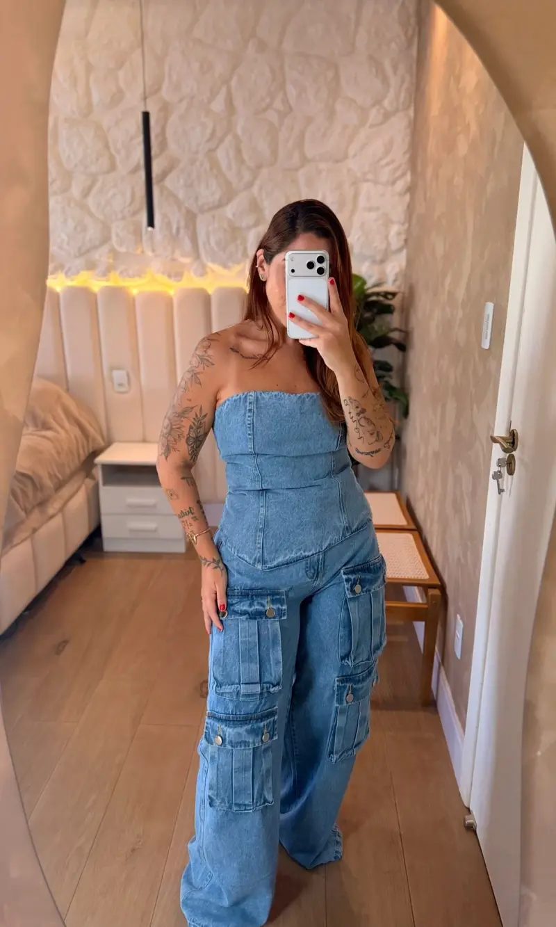 conjunto jeans larissa calÇa cargo