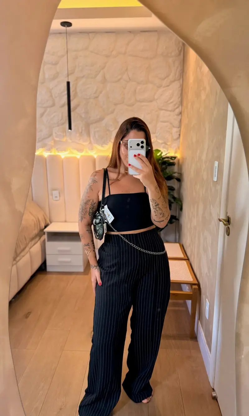 calÇa pantalona maitÊ risca de giz