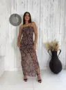 Vestido Lia Drapeado - Tule Estampado