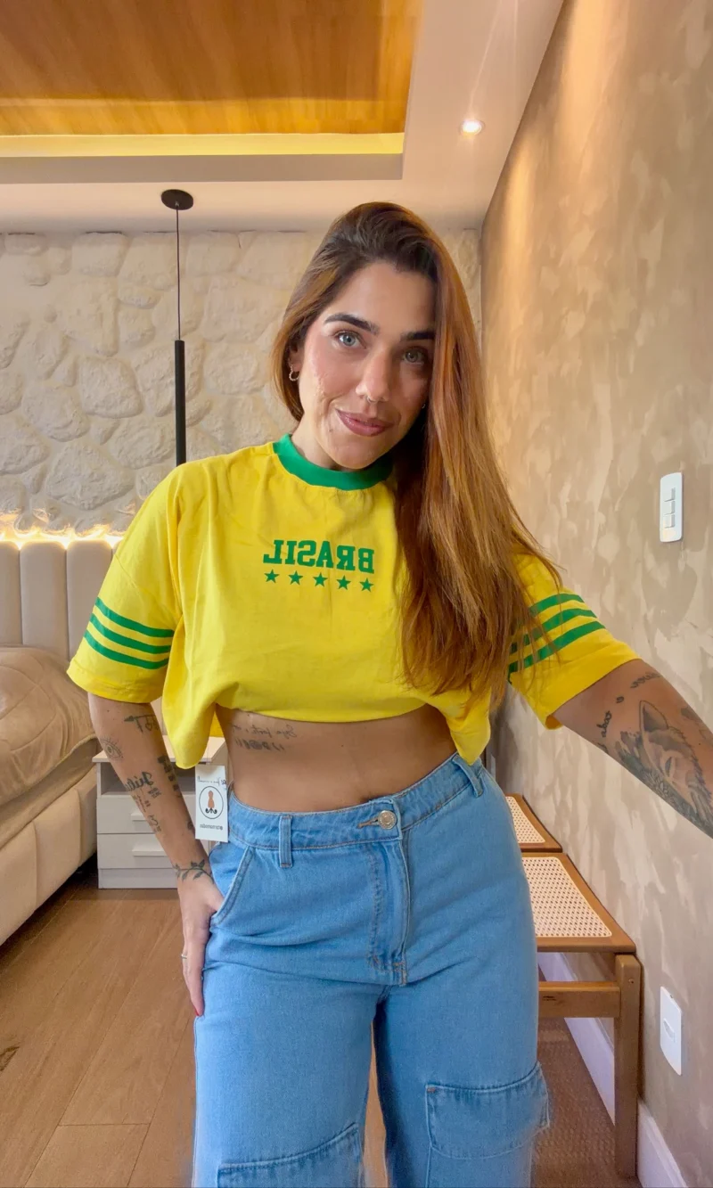 Cropped Oversized - Brasil 3 Listras