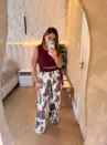 calÇa wide leg cow print