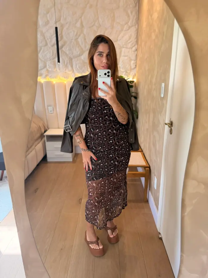 vestido camile tule estampado