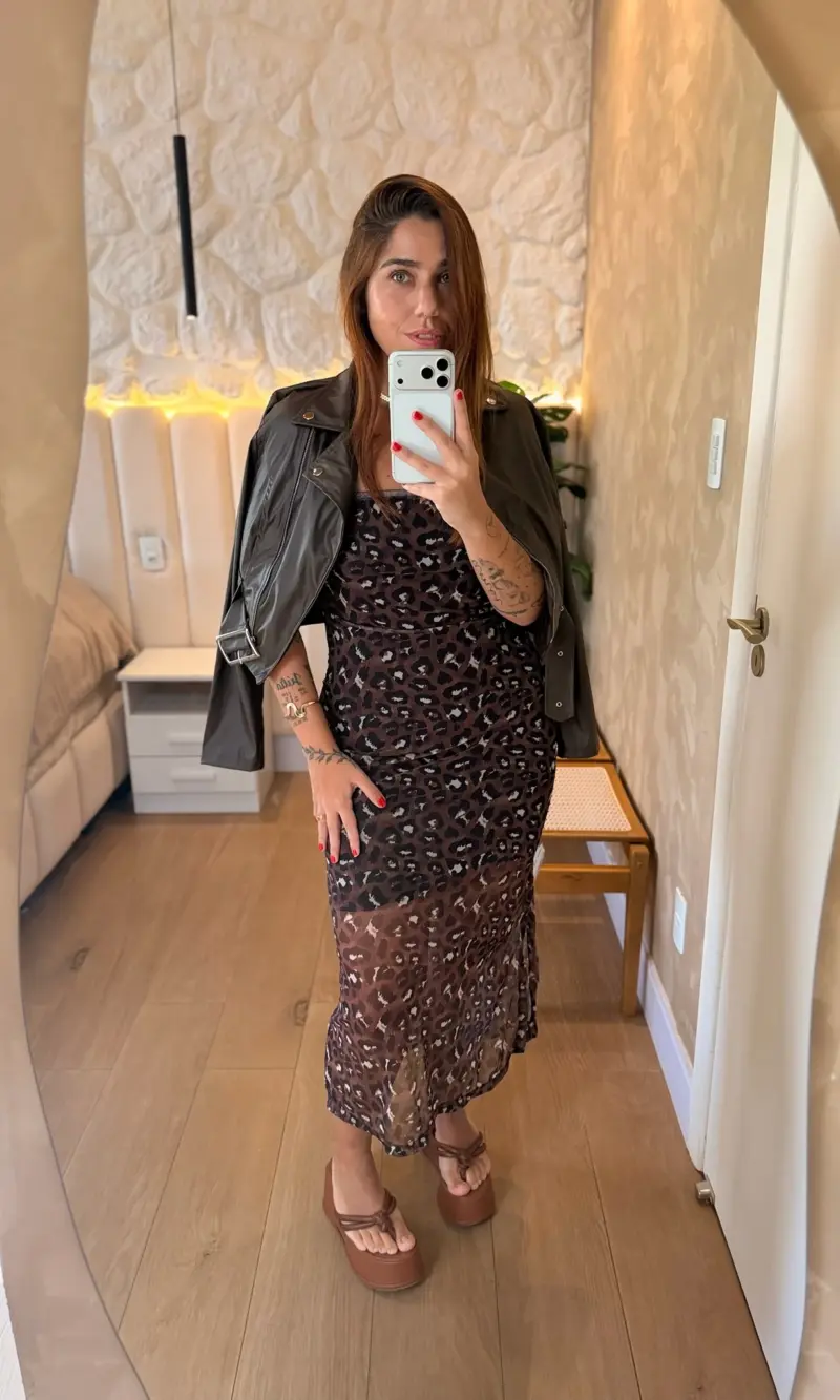 vestido camile tule estampado