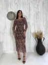 Vestido Leandra Manga Longa - Tule Estampado