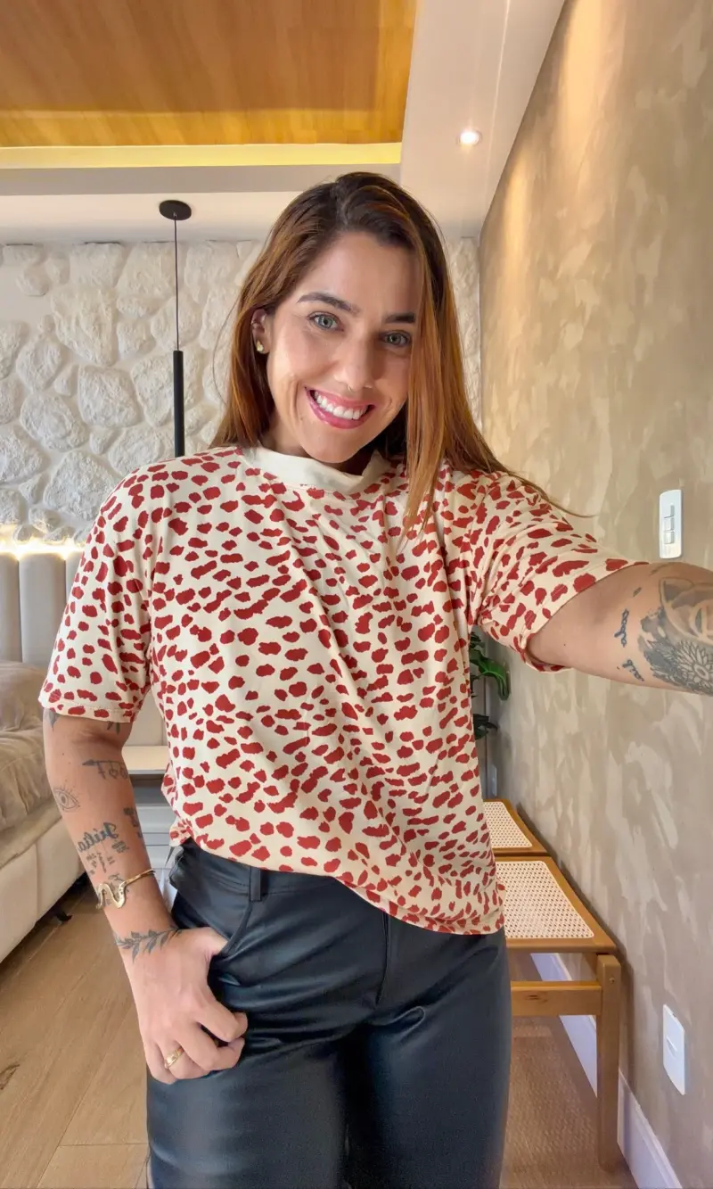 tshirt de malha animal print