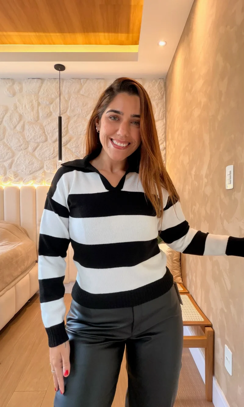 Blusa Maitê Gola Polo - Tricô Modal