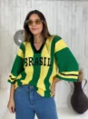 Tshirt Oversized De Tricô - Brasil