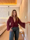 Blusa Tule Manga Longa