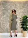 Vestido Tricô Ombro A Ombro