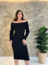 Vestido Tricô Ombro A Ombro
