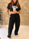 Calça Wide Leg De Moletom