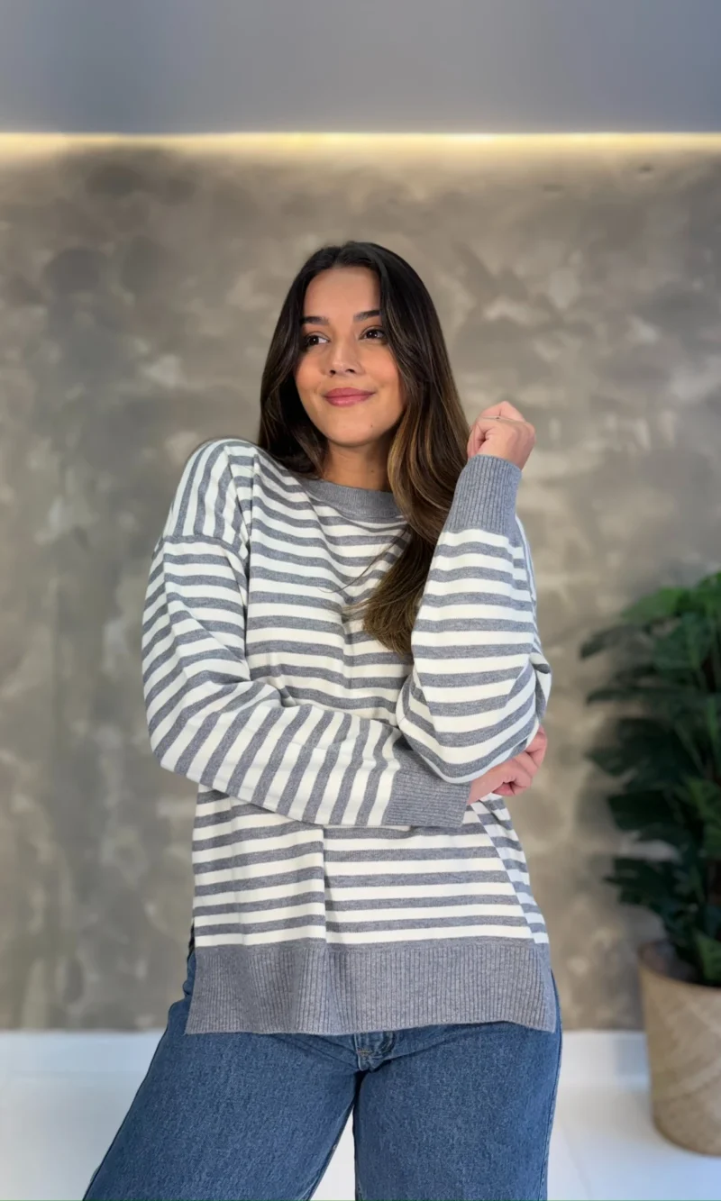 Blusa Charlote Listrada - Tricô Modal - Importada