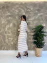 Vestido Tricô Modal Listrado - Manga Longa