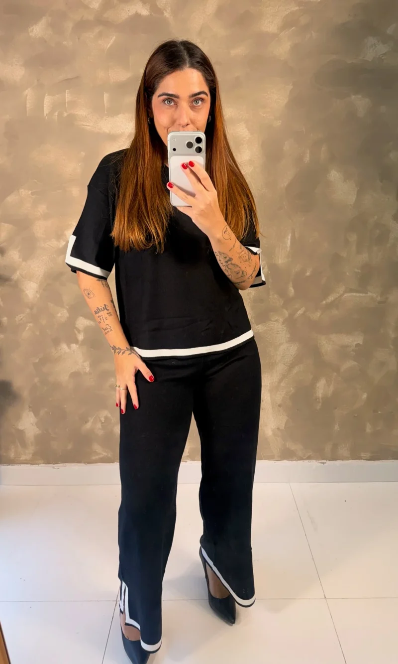 Conjunto Serena Tricô Modal - Tshirt E Pantalona