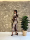 Vestido Tricô Modal Listrado - Manga Longa
