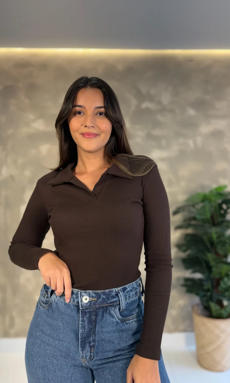 Blusa Ribana Manga Longa - Gola Polo