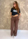 Calça Wide Leg De Moletom