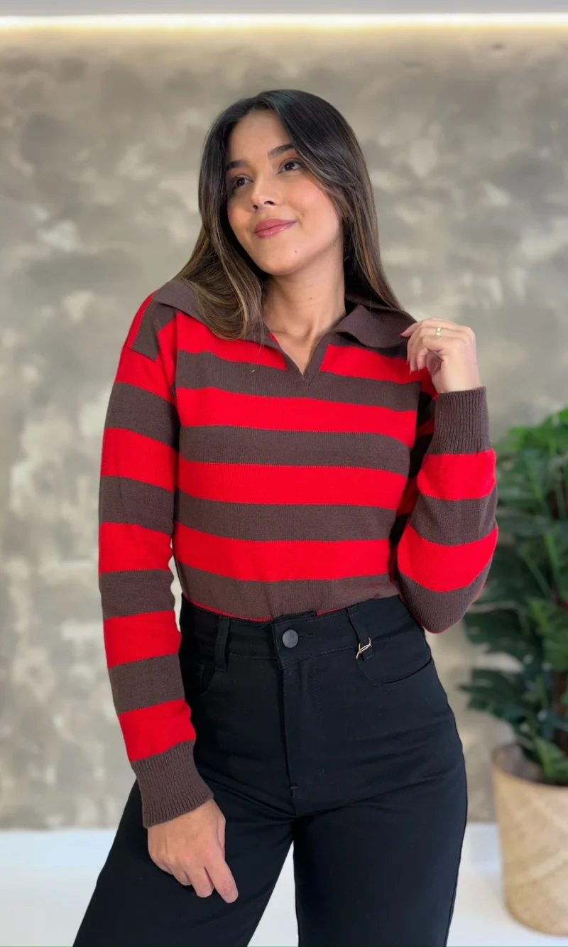 Blusa Maitê Gola Polo - Tricô Modal