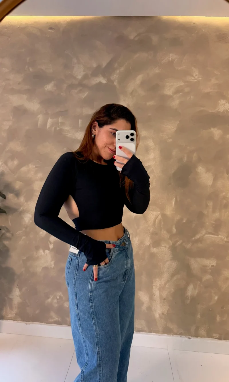 Cropped Costas Nua Manga Longa