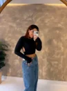 Cropped Costas Nua Manga Longa