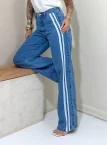 Calça Wide Leg Jeans - Listra Lateral